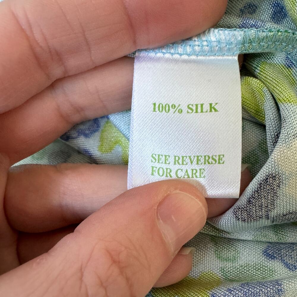 Lilly Pulitzer Silk Jersey Wrap Mini Dress Green Blue Dots - Picture 6 of 10